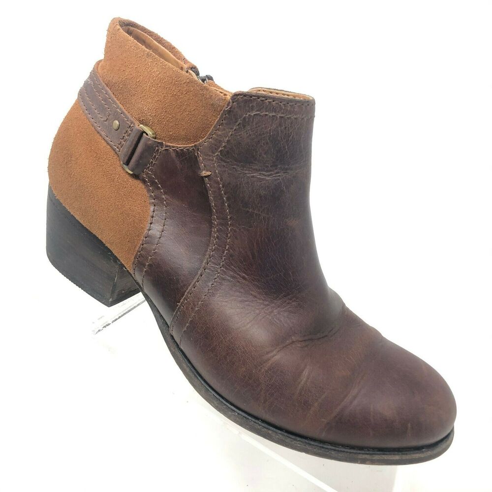 Clarks Maypearl Lilac Ankle Boot Womens Size‎ 8.5 M Brown Oiled Leather Suede